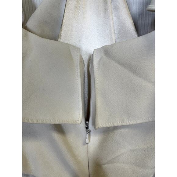 ML MONIQUE LHUILLIER Ruffle Halter Wide Leg Jumpsuit in White Size 6 $495 - Picture 12 of 16